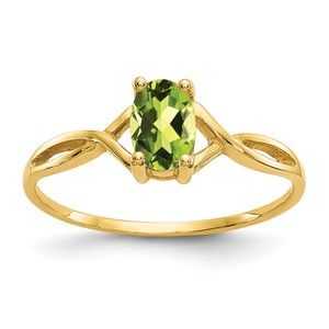 10k Yellow Gold  Polished Genuine Peridot August Birthstone Ring (Size 7)